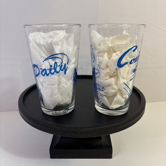 2 Mickey And Minnie Mouse Drinking Vintage Glasses 5 Inches Tall Blue - Picture 3 of 5